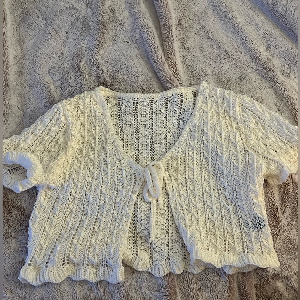 Boho top, cover up, knit, cream